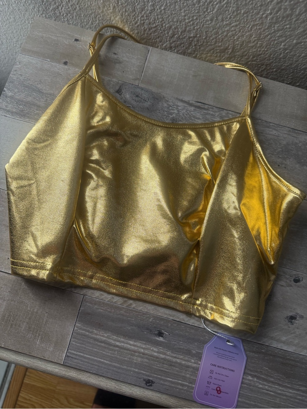 Gold Metallic Crop Tank Top – Women